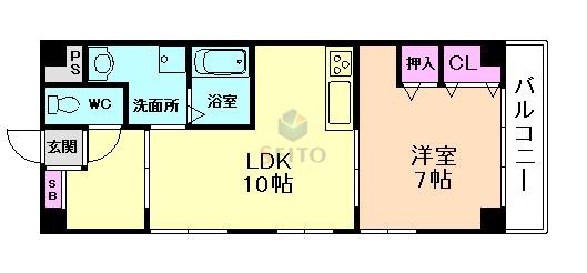 メゾン・オ・ミディ(1LDK/6階)の間取り写真
