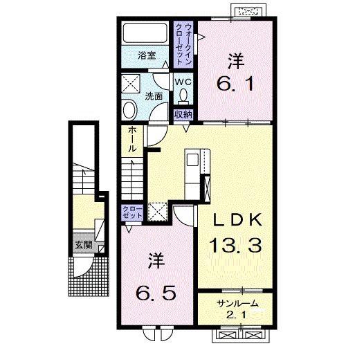 セレッソ手屋(2LDK/2階)の間取り写真