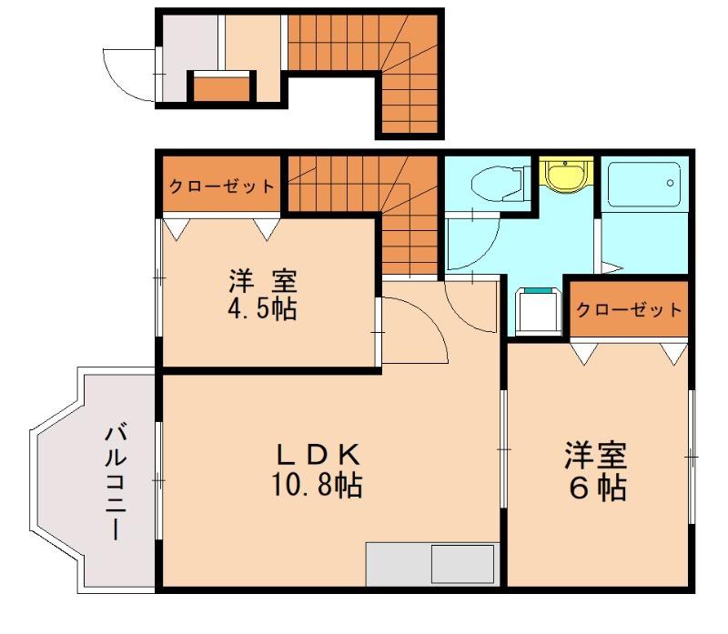 エテルネル生水II(2LDK/2階)の間取り写真