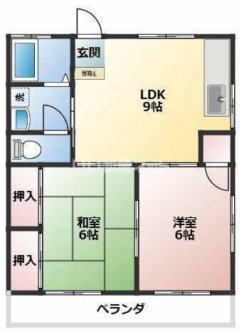 志賀ハイツ(2LDK/1階)の間取り写真