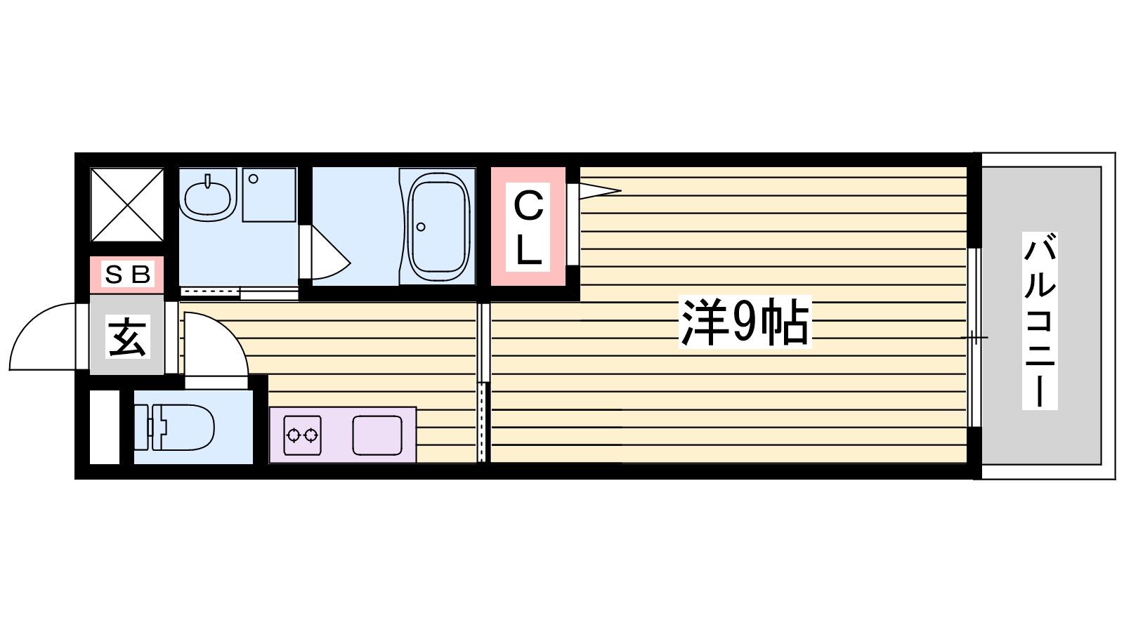 ドミール・シモハタ(1K/3階)の間取り写真