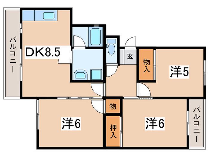 グリーンマンションテラ(3DK/1階)の間取り写真