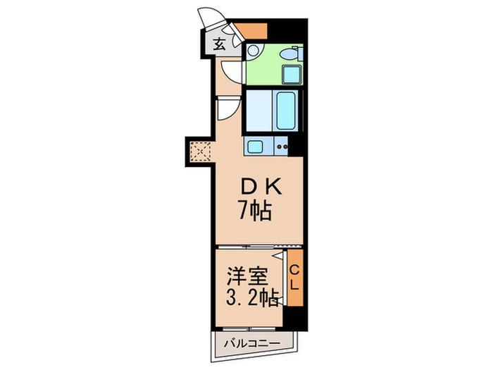 ルミノール北浜セレニテ(1DK/4階)の間取り写真