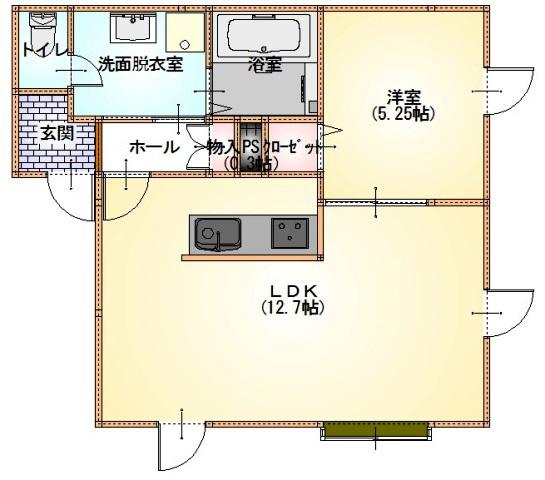 コーポ友里(1LDK/2階)の間取り写真