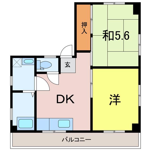 モンブラン東刈谷(2DK/2階)の間取り写真
