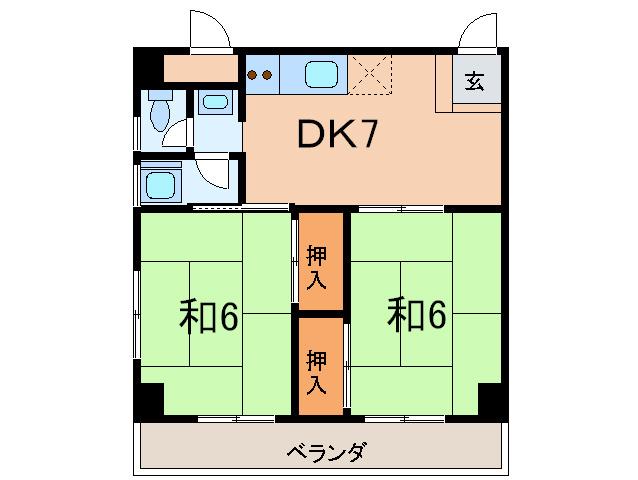 千田マンション(2DK/3階)の間取り写真