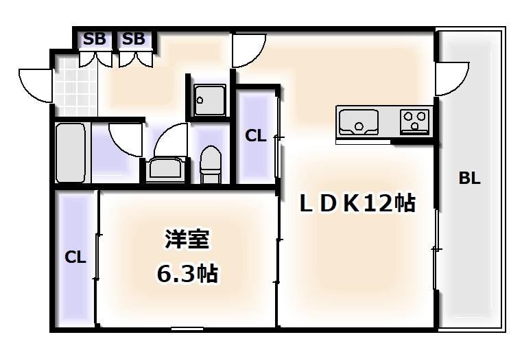 CITY SPIRE桜川I(1LDK/7階)の間取り写真