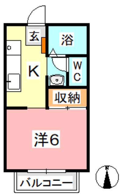 ベアーズ中庄(1K/2階)の間取り写真