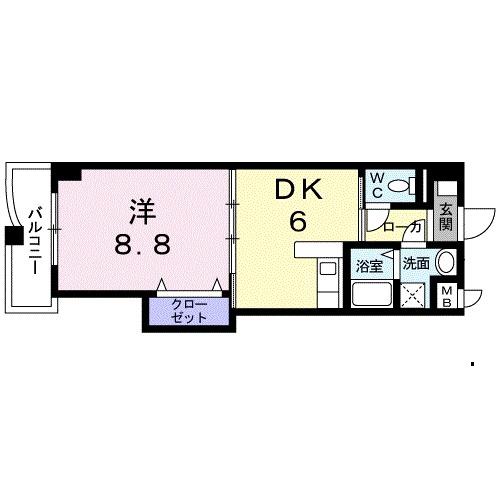 CASA FELICIA(1DK/6階)の間取り写真