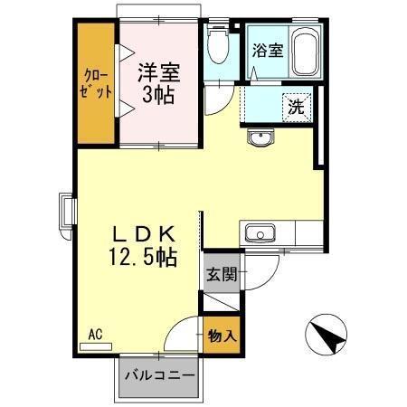 ボヌールM(1LDK/1階)の間取り写真