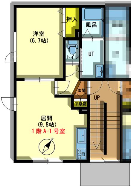 ＪＲ室蘭本線 伊達紋別駅 徒歩30分 2階建 築20年(1LDK/1階)の間取り写真