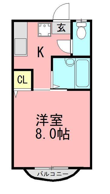 フレグランスII(1K/2階)の間取り写真
