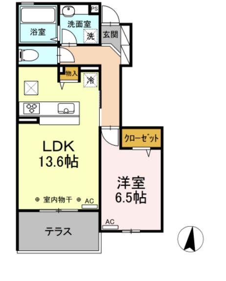 シルフィッド S(1LDK/1階)の間取り写真