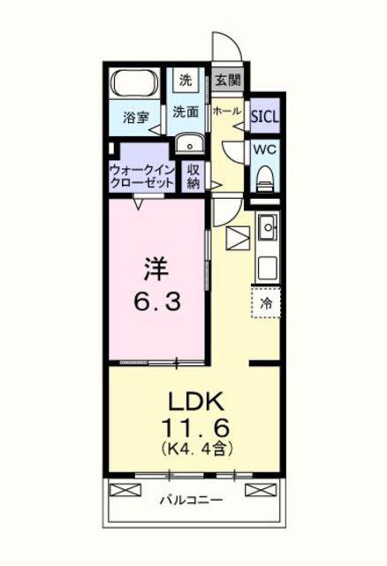 キー ウエスト(1LDK/1階)の間取り写真