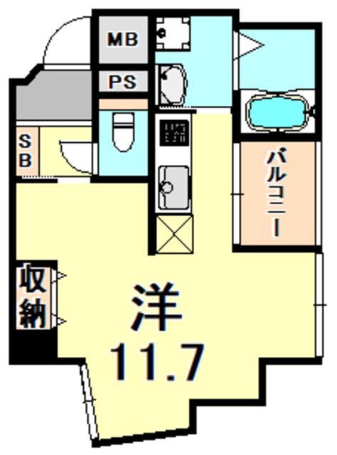 SDグランツ新神戸(ワンルーム/6階)の間取り写真