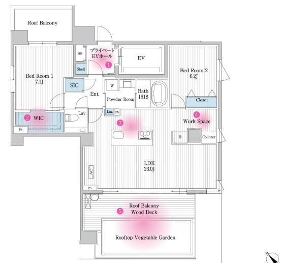 THE AKASAKA RESIDENCE S.O.A -THE SP(2LDK/10階)の間取り写真