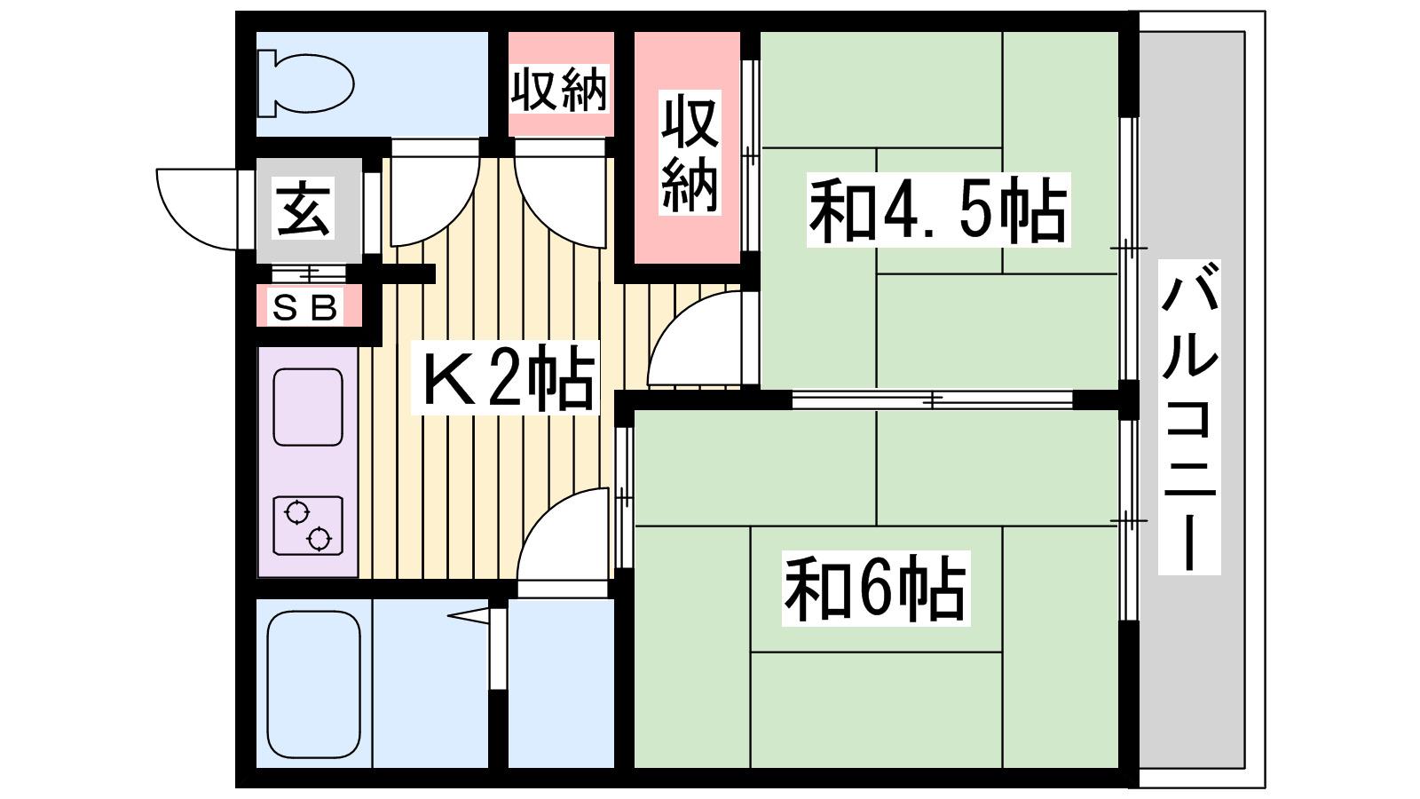 さつき荘(2K/2階)の間取り写真