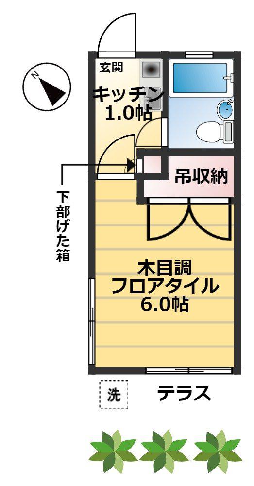 石原ハウス(1K/1階)の間取り写真