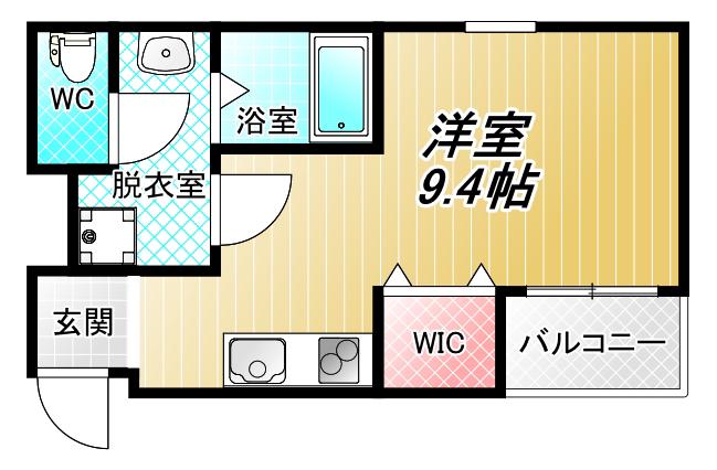 FSTYLE大蓮北3号館(ワンルーム/1階)の間取り写真