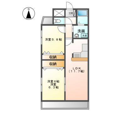SOAR(2LDK/3階)の間取り写真