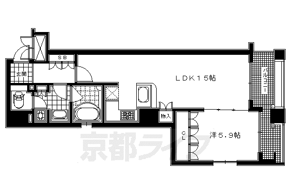 LEGAL京都烏丸御池(1LDK/9階)の間取り写真