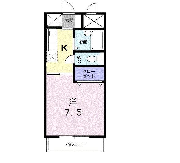 BLUE・SKY鴻川(1K/1階)の間取り写真
