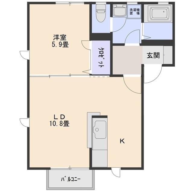 ホクレアの丘B(1LDK/1階)の間取り写真