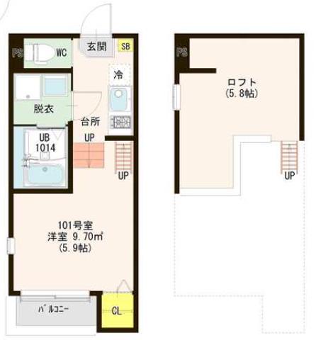 NEXSTAGE 大桐(1K/2階)の間取り写真