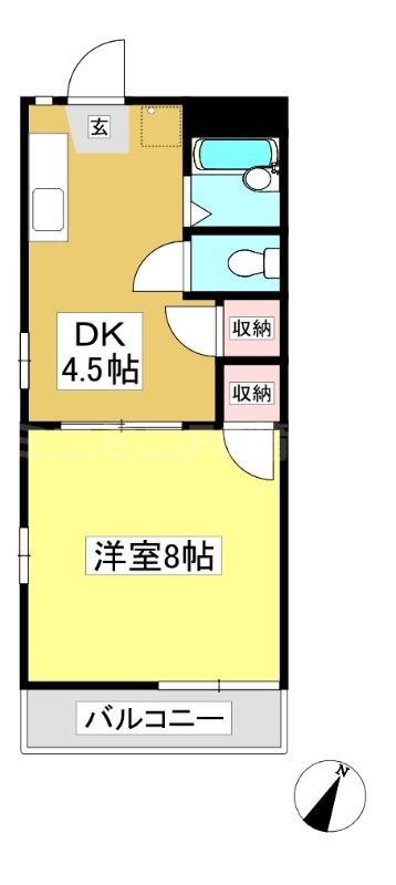 アネックス緑町(1DK/2階)の間取り写真