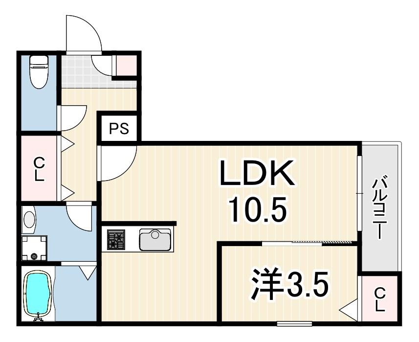 ジーメゾン明石魚住ベリアス(1LDK/3階)の間取り写真
