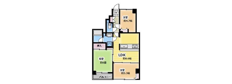 マートルコート調布グラン(3LDK/5階)の間取り写真