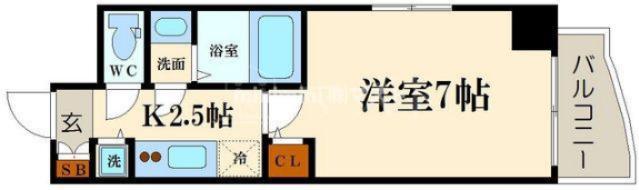 FORTUNEY北堀江(1K/5階)の間取り写真