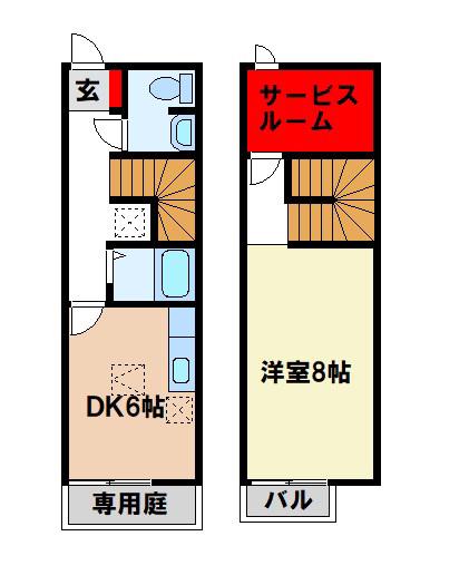 エトワールド/フォンティーヌド岡田(1DK/1階)の間取り写真