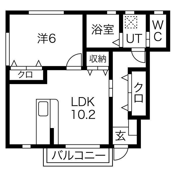 セレニターナA棟(1LDK/1階)の間取り写真