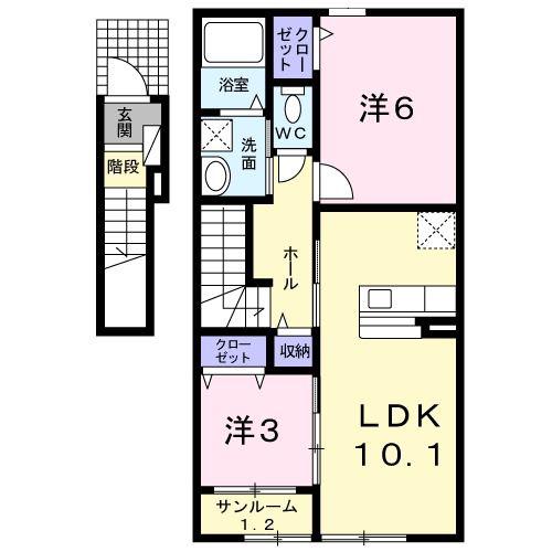 リシェル ノイ(2LDK/2階)の間取り写真
