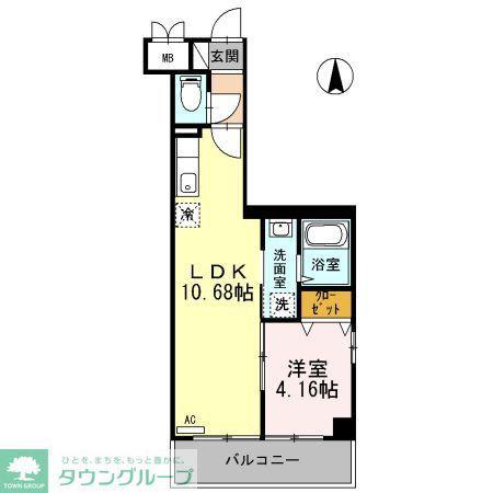 サンシェンロンK(1LDK/4階)の間取り写真
