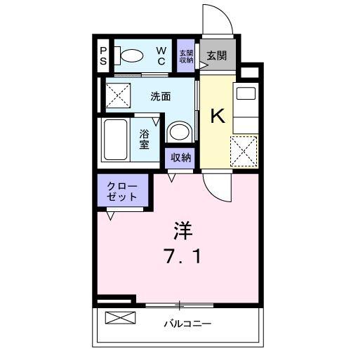 ベレッツァ(1K/1階)の間取り写真
