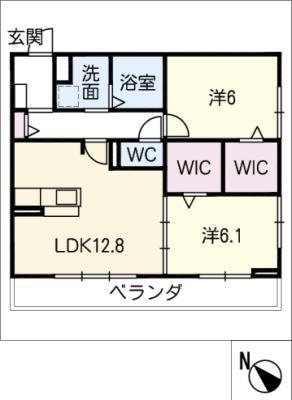 名鉄名古屋本線 前後駅 徒歩5分 3階建 築6年(2LDK/2階)の間取り写真