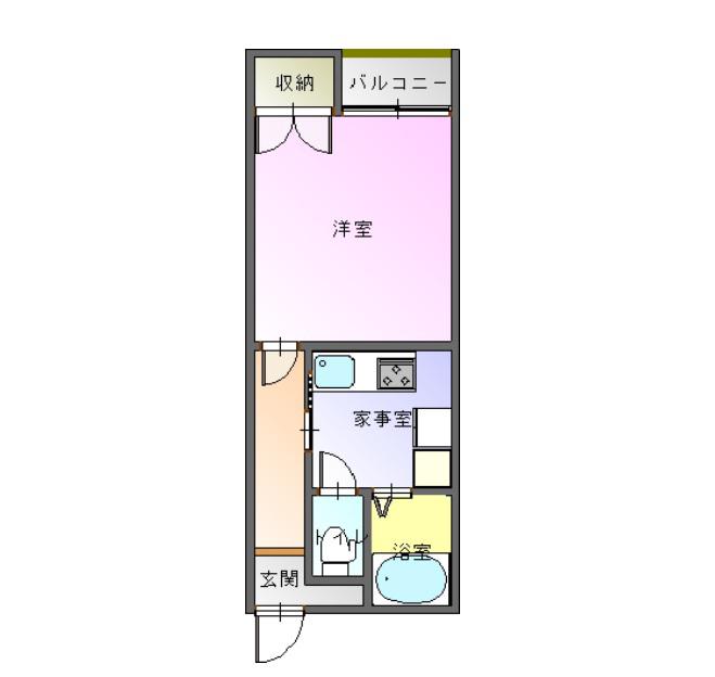 グランドハイツ上戸塚(1DK/2階)の間取り写真
