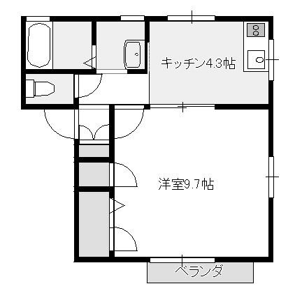 カサ・プリマベラB(1K/2階)の間取り写真