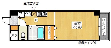 エステート南津の辺(1K/3階)の間取り写真