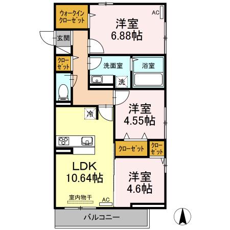 GTR手城(3LDK/2階)の間取り写真
