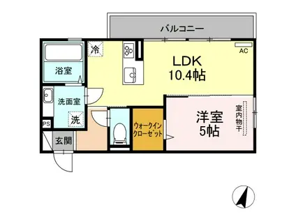 ハウスとりみゆ(1LDK/2階)の間取り写真