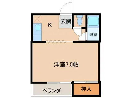 コーポラスくぼ(1K/2階)の間取り写真