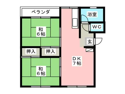 ヴィラ・カルマ(2DK/2階)の間取り写真