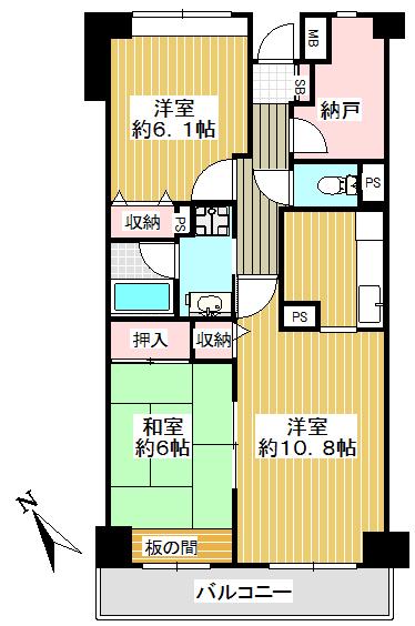 グリーンウッド(2SLDK/2階)の間取り写真