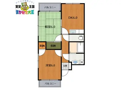 テラス明(2DK/3階)の間取り写真