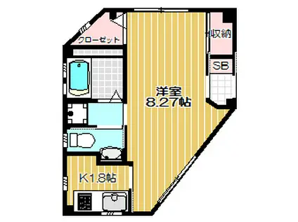 アルプレオン(1K/3階)の間取り写真