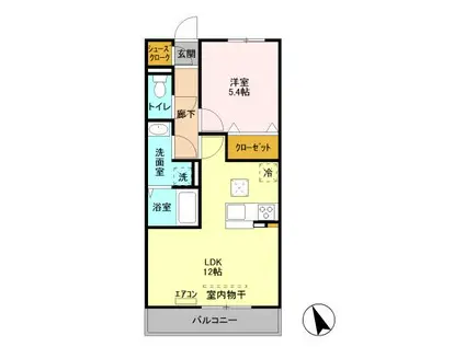 スカイフラット(1LDK/1階)の間取り写真