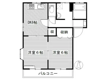 エクセレントC(2DK/1階)の間取り写真